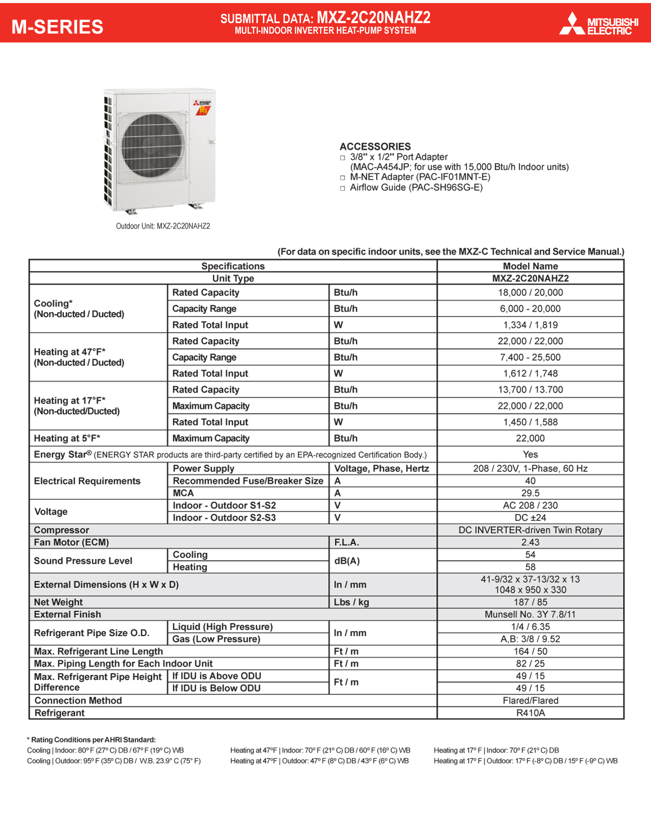Mini Split Multi 2 Zone Mitsubishi H2i Hyper Heat up to 17 SEER Heat Pump System MXZ-2C20NAHZ4-U1 x 2 Wall Mount or Ceiling Cassette